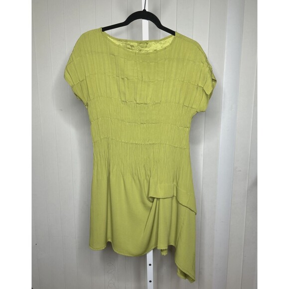 Babette Asymmetrical Hem Dress Tunic Mini Crinkled Artsy Ar to Wear Size XS - Picture 1 of 8